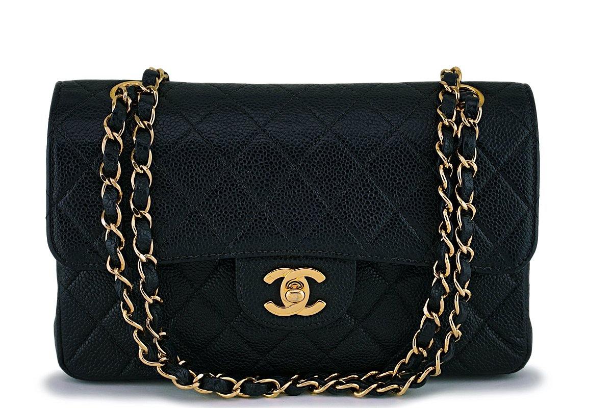 Chanel Black Caviar Small Classic Double Flap Bag 24k GHW 9TI