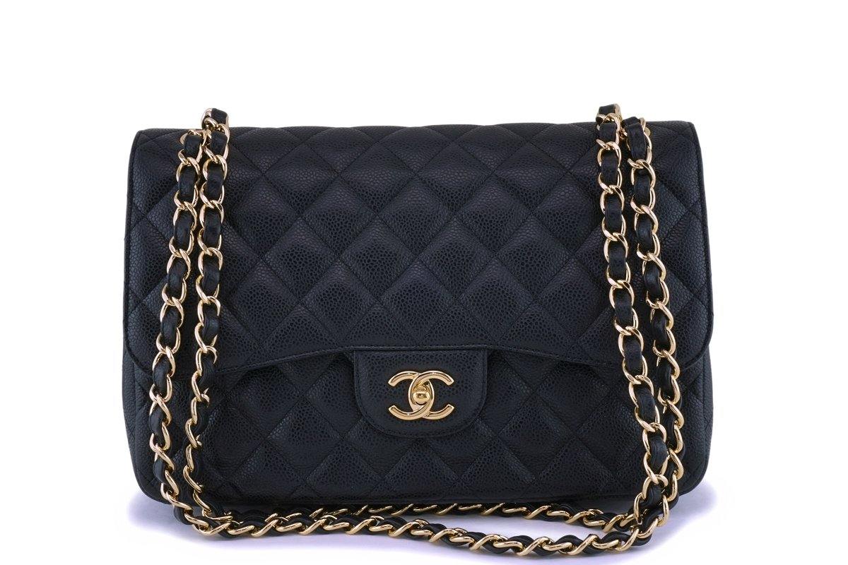 Chanel Black Caviar Jumbo Classic Double Flap Bag GHW