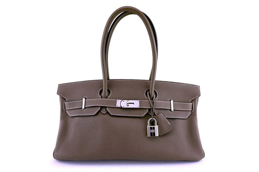 Hermes Etoupe 42cm Shoulder Birkin 2 JPG Bag PHW "O" Stamp