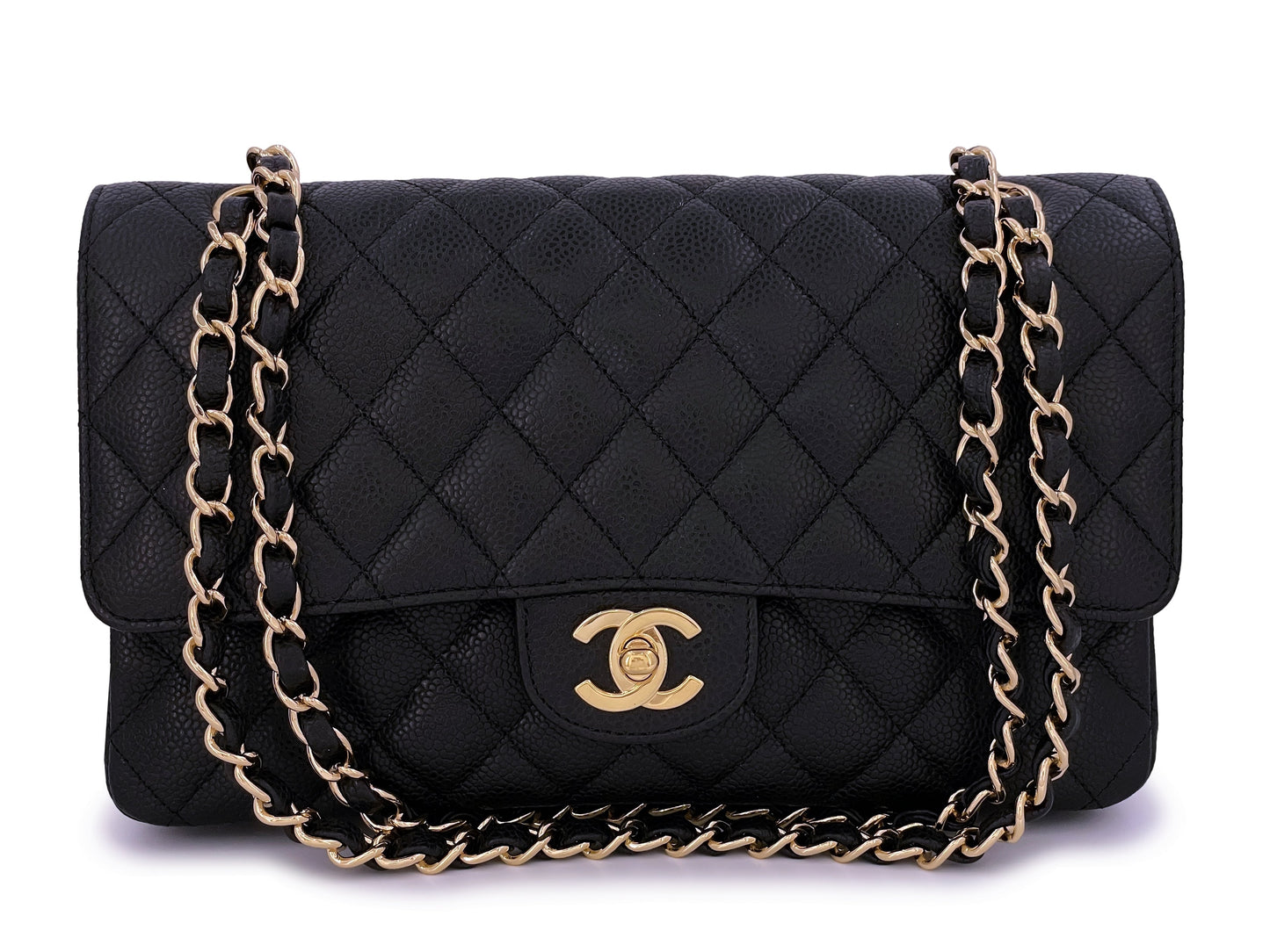 Chanel 2009 Vintage Black Caviar Medium Classic Double Flap Bag GHW