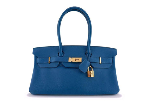 Hermes 42cm Blue Izmir Shoulder Birkin JPG II Tote Bag GHW