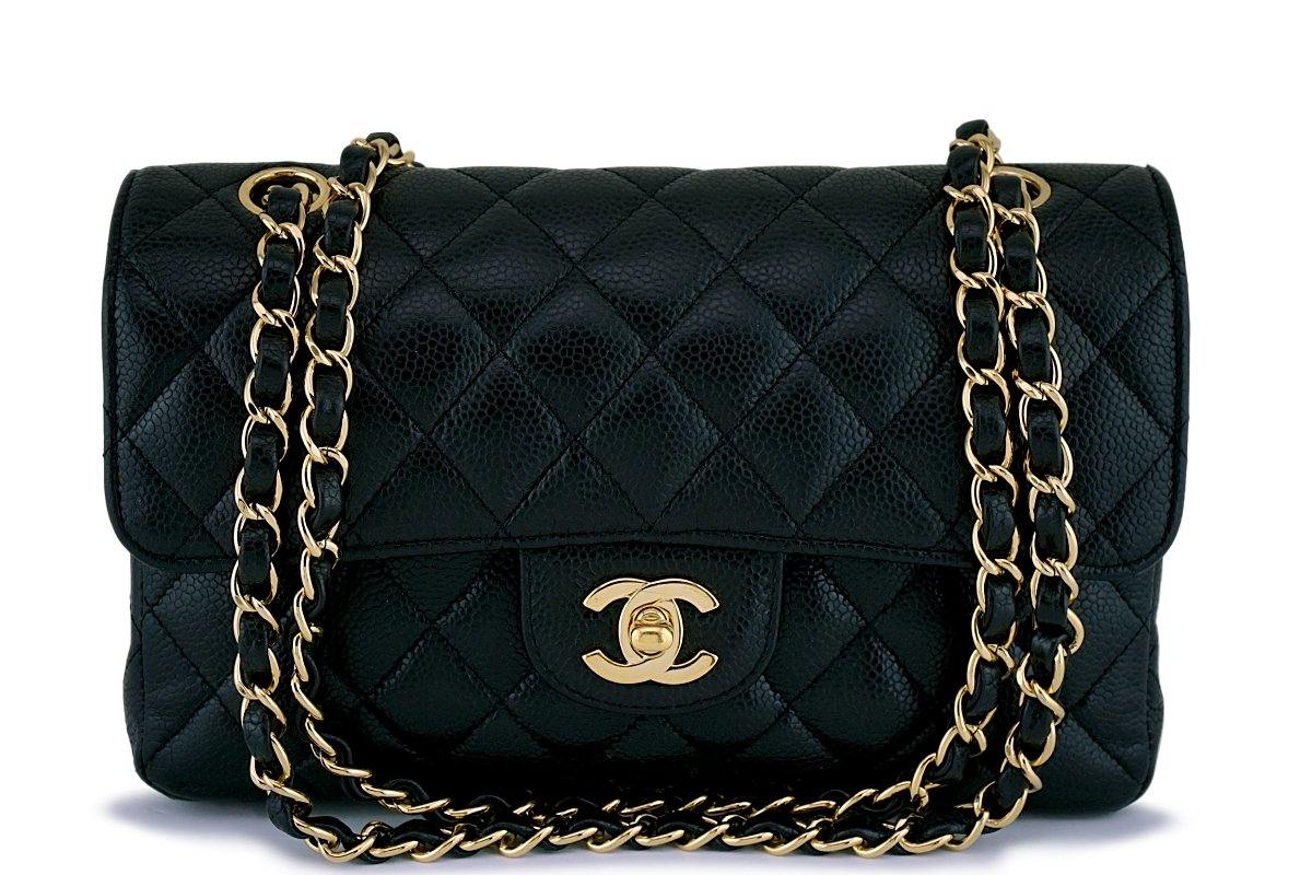 Chanel Black Caviar Small Classic Double Flap Bag 24k GHW