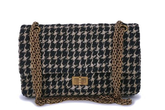 Rare 2015 Chanel Houndstooth Tweed 2.55 Reissue Classic Flap Bag Small/Medium 225