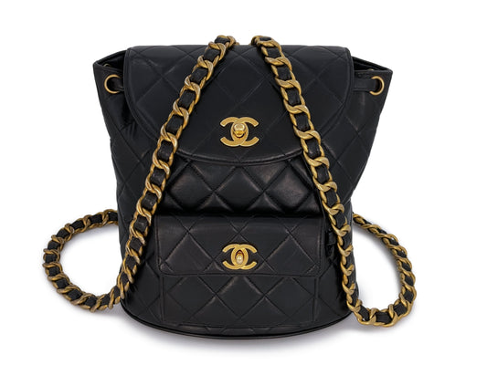 Chanel 1994 Vintage Black Duma Classic Backpack Bag 24k GHW Lambskin