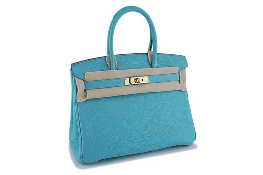 Hermes Bleu Atoll Blue Togo 30cm Birkin 30 Tote Bag GHW