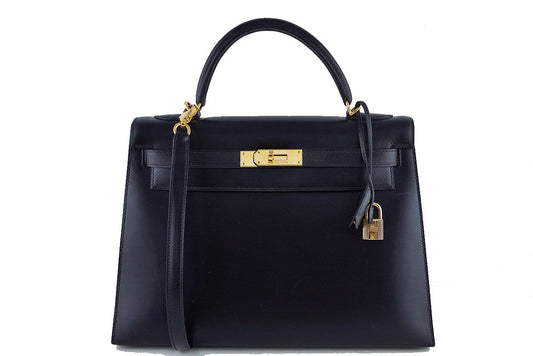 Hermes Black 32cm Box calf Kelly Sellier Bag, GHW
