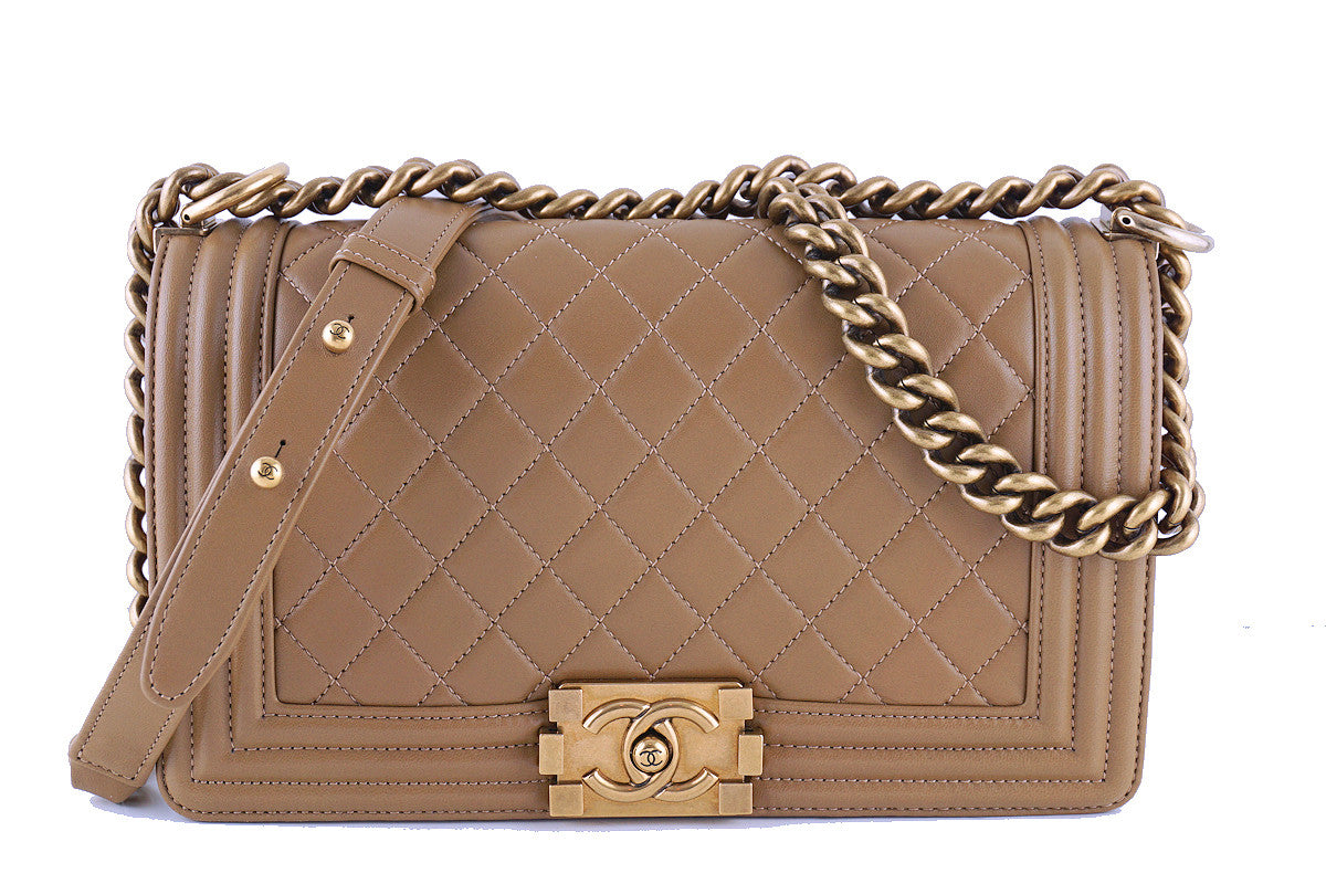 Chanel Caramel Beige Le Boy Classic Flap, Medium Lambskin Bag