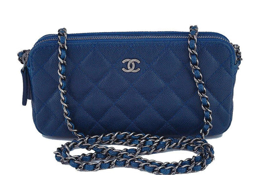 Chanel Caviar Blue Mini Camera Case Wallet on Chain WOC Bag