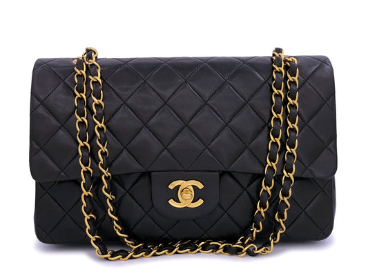 Chanel 1994 Vintage Black Medium Classic Double Flap Bag 24k GHW Lambskin