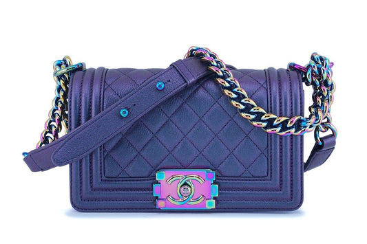 Chanel Iridescent Purple Mermaid Iridescent Small Boy Flap Bag Rainbow