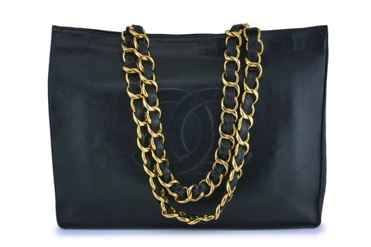 Chanel Vintage Black Chunky Chain Classic Tote Bag 24k GHW