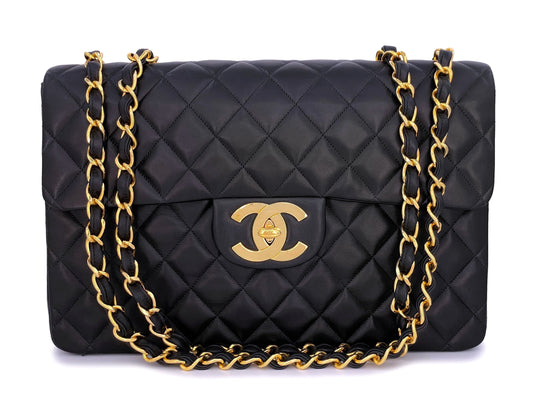Chanel 1996 Vintage Black Maxi "Jumbo XL" Classic Flap Bag 24k GHW