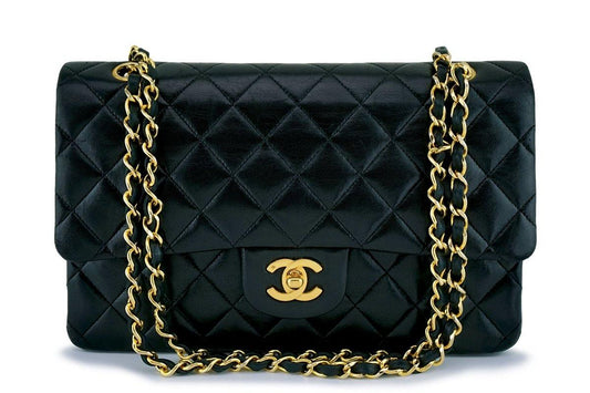 Chanel Black Medium Lambskin Classic Double Flap Bag 24k GHW