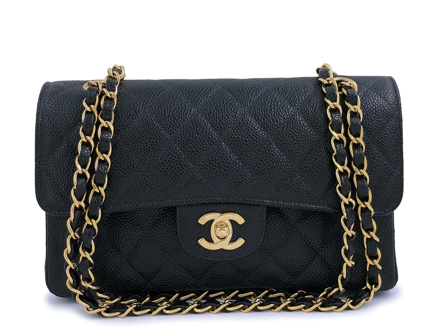 Chanel Vintage 2003 Black Caviar Small Classic Double Flap Bag 24k GHW