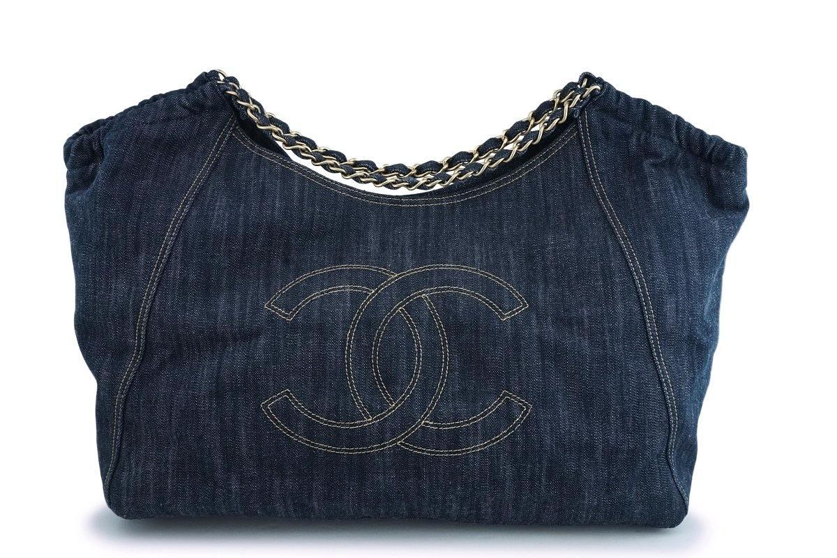 Chanel Dark Blue Denim XL Giant Coco Cabas Tote Bag ZP0