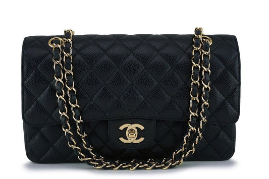 Chanel Black Caviar Classic Medium Double Flap Bag GHW