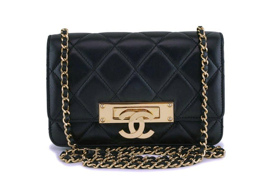 Chanel Black Lambskin Golden Class Wallet on Chain WOC Bag