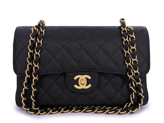 Chanel Vintage Black Caviar Small Classic Double Flap Bag 24k GHW