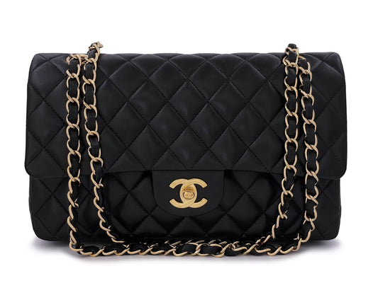 Chanel Vintage Black Medium Classic Double Flap Bag 24k GHW Lambskin