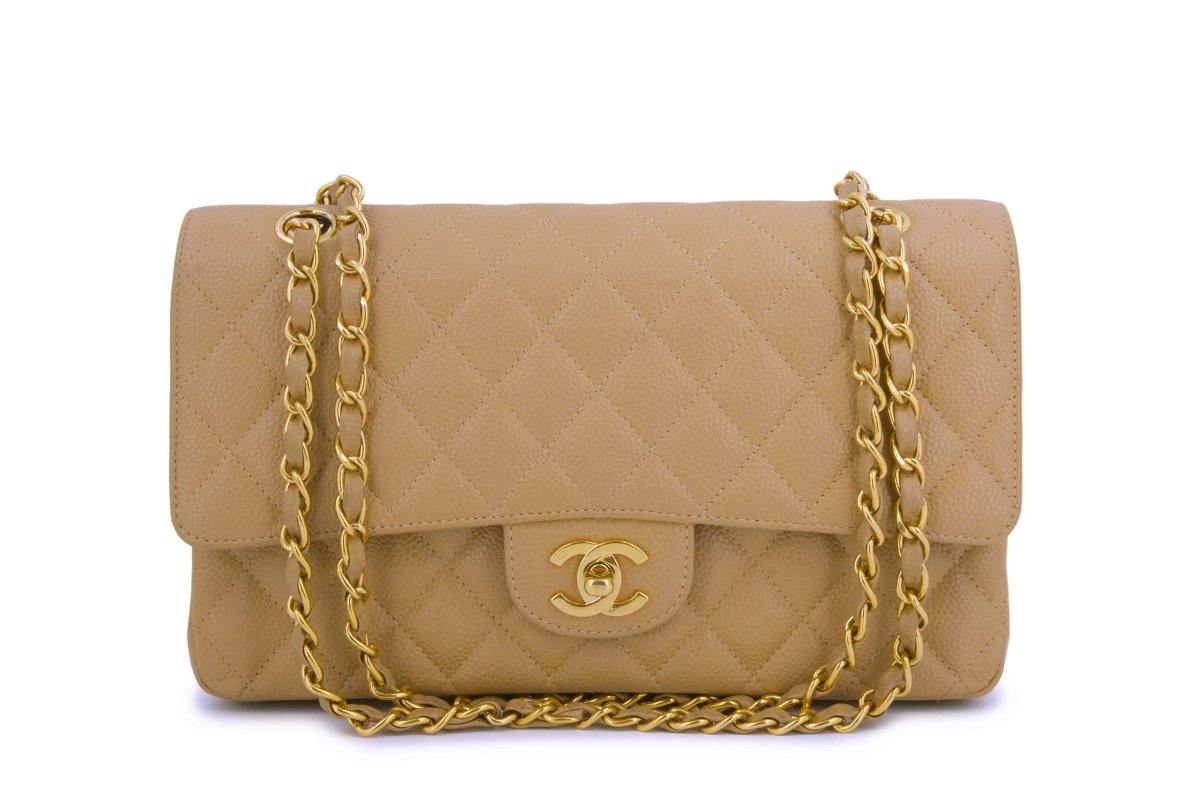 Chanel Vintage Caramel Beige Caviar Medium Classic Flap Bag 24k GHW