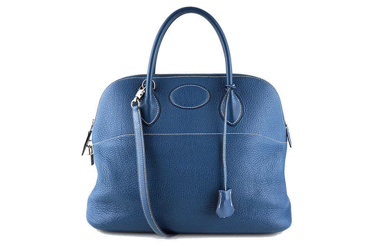 Hermes Blue Thalassa Clemence 35/37cm Mou Bolide Shoulder Tote Bag
