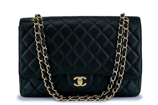 Chanel Black Caviar Maxi Quilted Classic "Jumbo XL" Flap Bag GHW