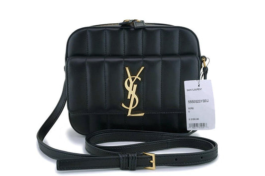 NWT New YSL Saint Laurent Black Vicky Camera Crossbody Bag