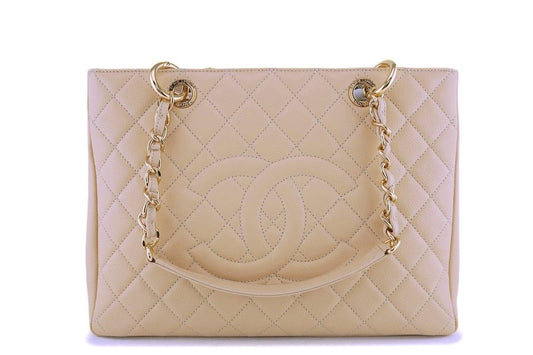 Chanel Beige Caviar Grand Shopper Tote GST Bag GHW