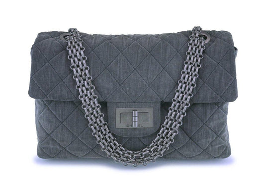 Rare Chanel Gray XXL Supermodel Reissue Flap Bag RHW