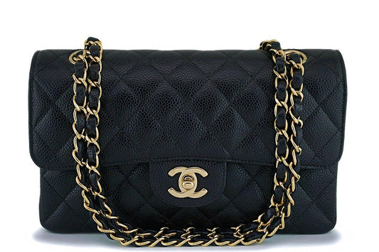 Chanel Black Caviar Small Classic Double Flap Bag 24k GHW