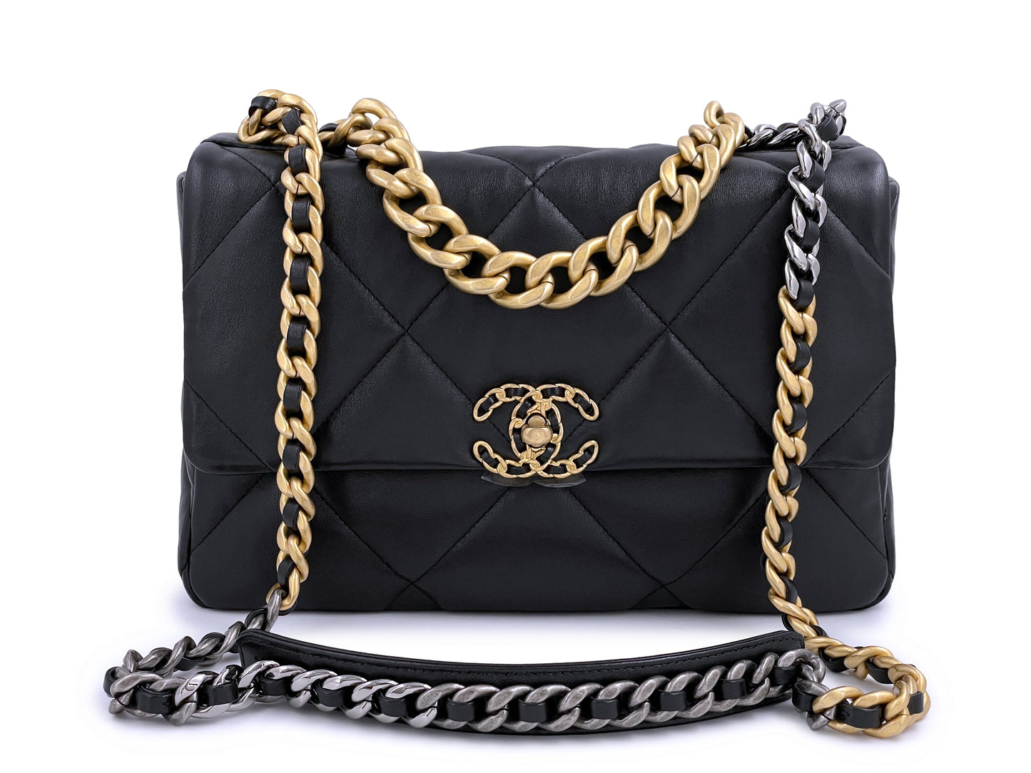 NIB 21C Chanel 19 Black Medium Flap Bag