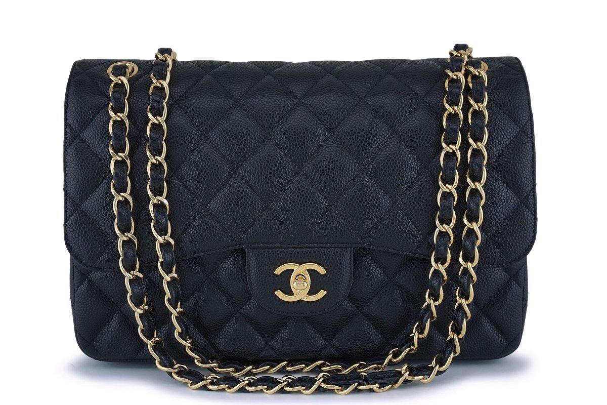 Chanel Black Caviar Jumbo Classic Double Flap Bag GHW