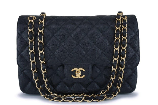 Chanel Black Caviar Jumbo Classic Double Flap Bag GHW