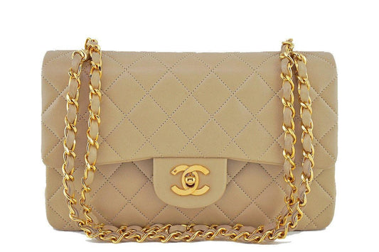 Chanel Beige Lambskin Medium-Small Classic 2.55 Double Flap Bag