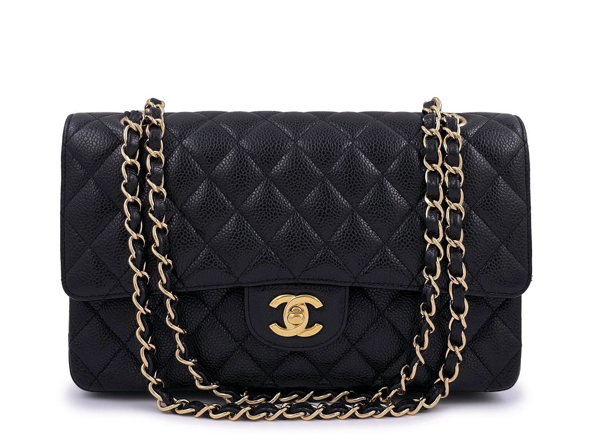Chanel Vintage Black Caviar Medium Classic Double Flap Bag 24k GHW