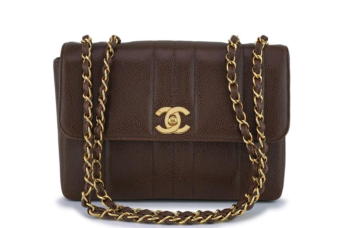 Chanel Vintage Brown Caviar Mademoiselle Classic Small Flap Bag 24k GHW 3Z6