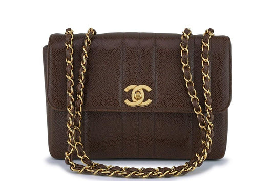 Chanel Vintage Brown Caviar Mademoiselle Classic Small Flap Bag 24k GHW 3Z6