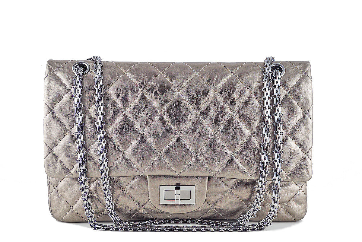 Chanel Reissue 227 Jumbo Flap, Silver Pewter Classic Bag