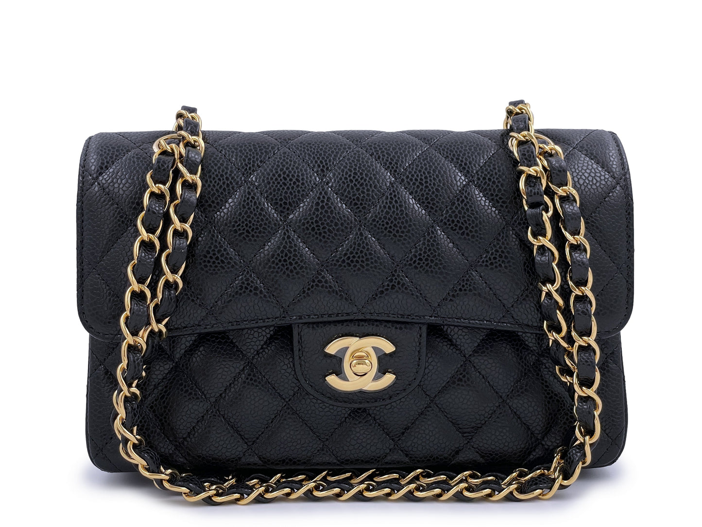 NIB Chanel Small Caviar Classic Double Flap Bag Black GHW