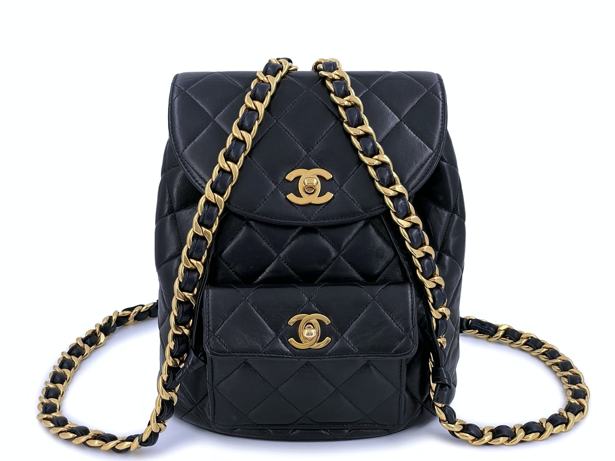 Chanel Vintage Black Duma Classic Backpack Bag Lambskin 24k GHW