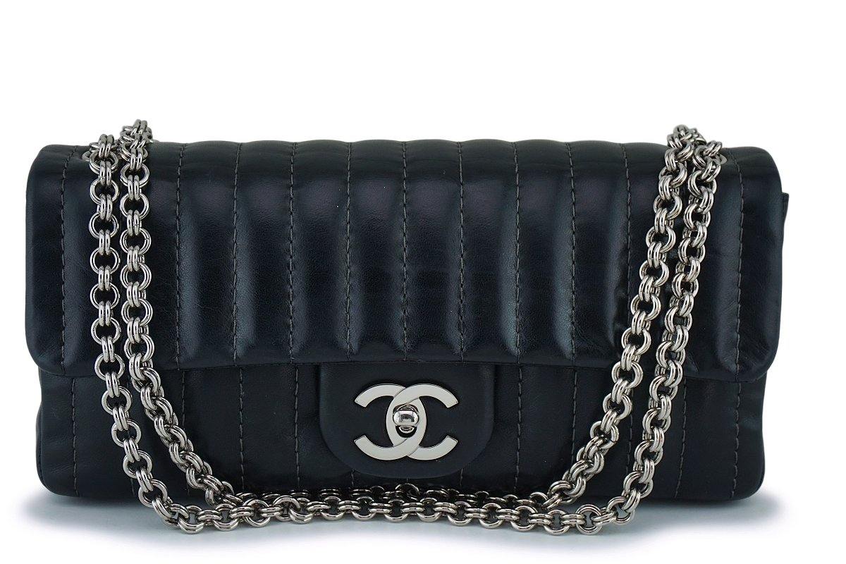 Chanel Black Lambskin Mademoiselle East West Classic Flap Bijoux Chain Bag SHW