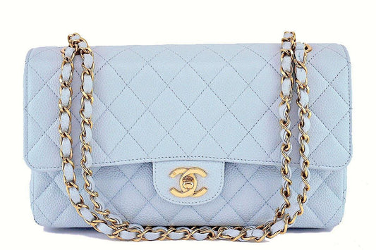 Chanel Pale Blue Caviar Medium Classic 2.55 Double Flap Bag GHW SWU