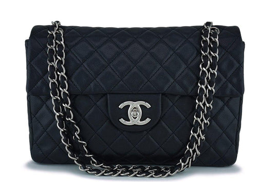 Chanel Black Soft Caviar Maxi Jumbo XL Classic Flap Bag SHW