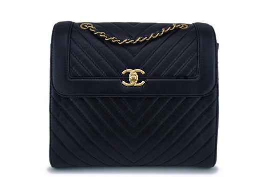 Pristine Chanel Aged Calfskin Large Chevron Framed Backpack Bag GHW