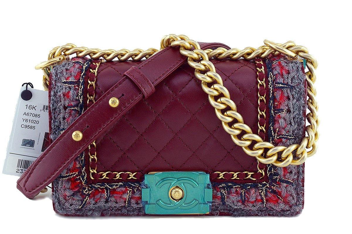 NWT 16K Chanel Red Le Boy Jacket Classic Flap, Small Lambskin Bag