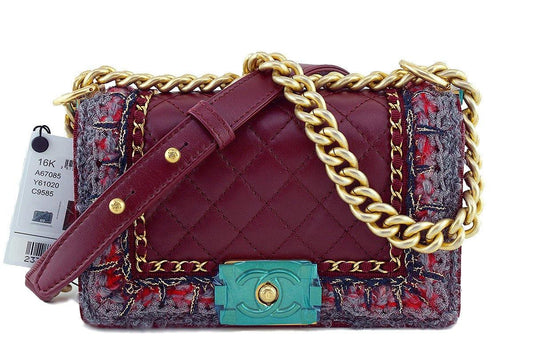 NWT 16K Chanel Red Le Boy Jacket Classic Flap, Small Lambskin Bag