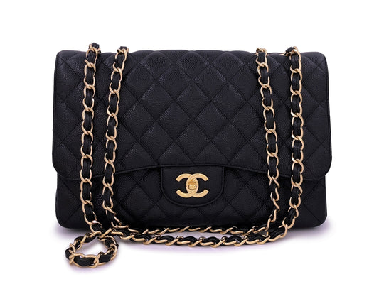 Chanel Black Jumbo Classic Flap Bag Caviar Single GHW RB5