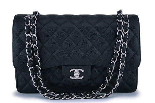 Chanel Black Caviar Jumbo Classic Double Flap Bag SHW