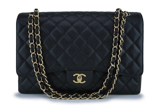 Chanel Black Caviar Maxi Classic Flap Bag GHW