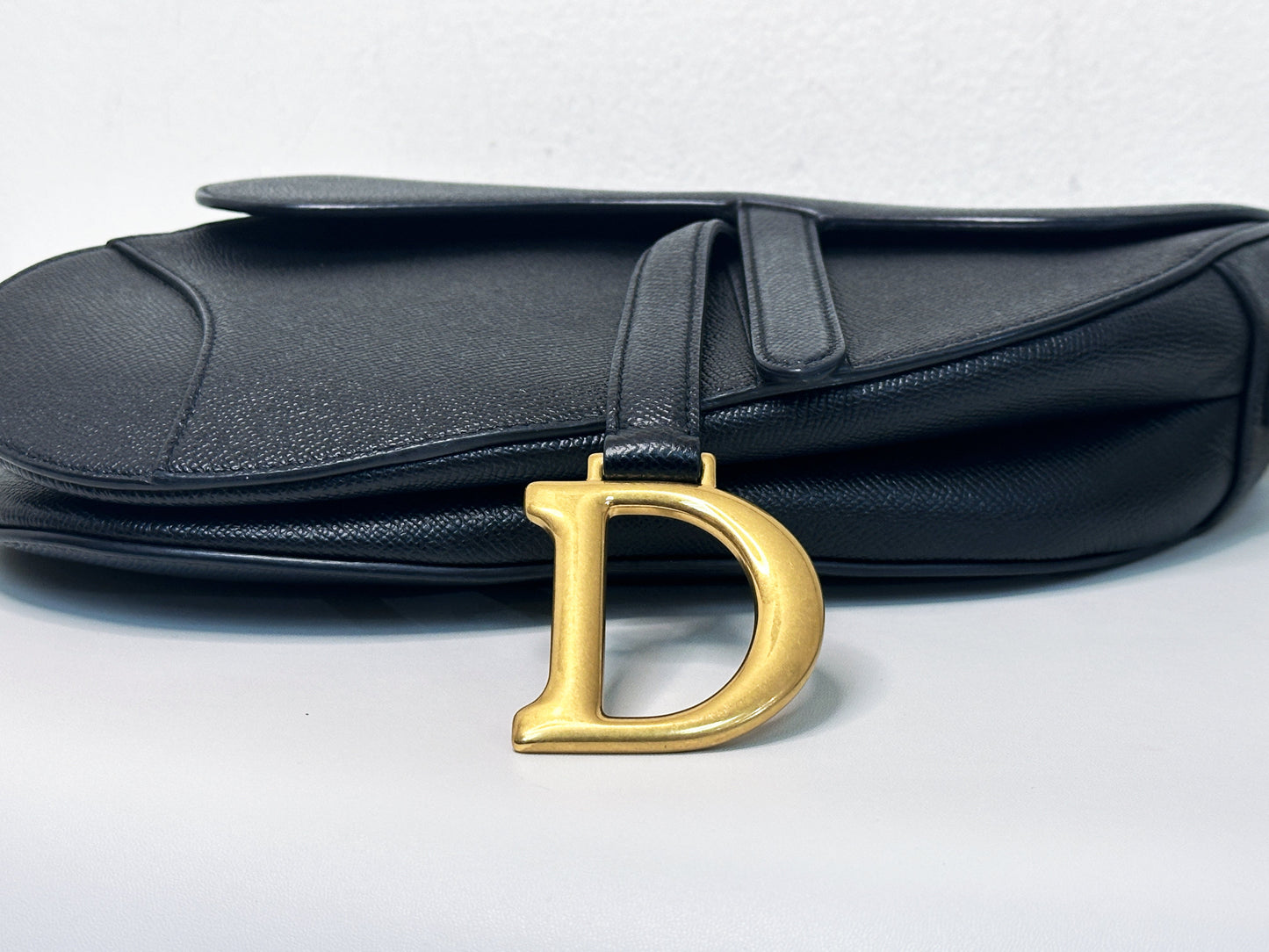 Christian Dior Saddle Bag with Strap Golden Saddle Black Calfskin 2022 year